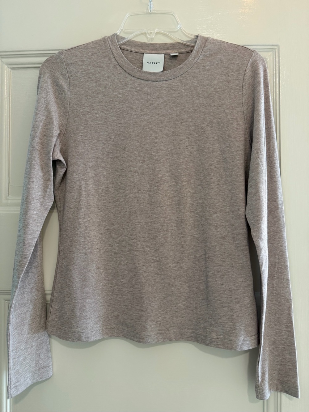 Varley Edna Long Sleeve Fitted Tee - Taupe Marl - Medium